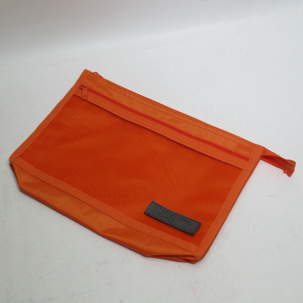 International Arrivals Makeup Bag Pouch Bright Orange Cosmetic Organizer Travel
